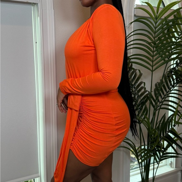 JLUXLABEL Vibrant Orange Long Sleeve Dress - Picture 4 of 5